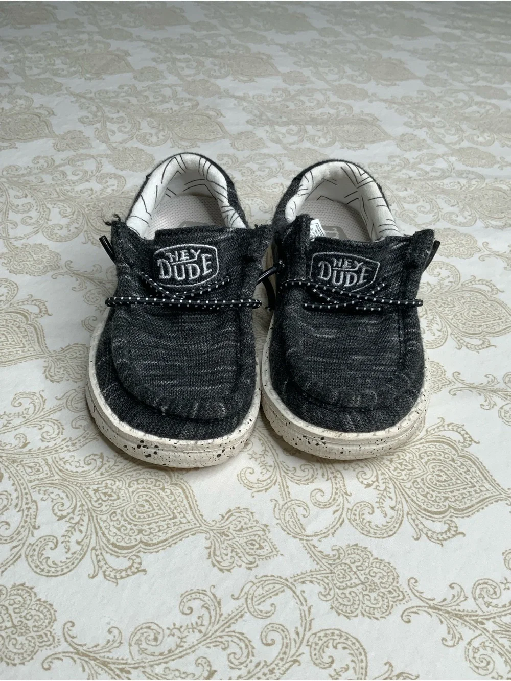 HEYDUDE Wally Stretch Shoes Kids TD6 Heathered Black Slip On